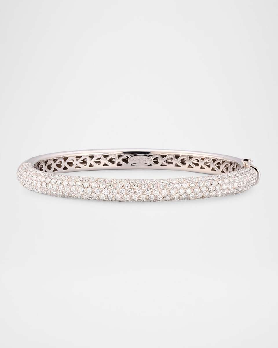 18K White Gold Thin Pavé Diamond Bangle